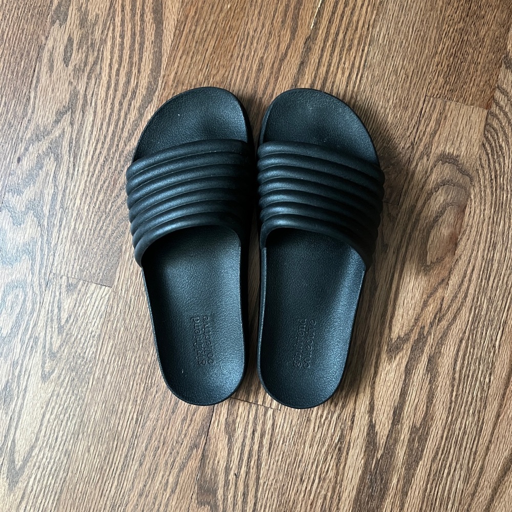 Girlfriend Collective Black Slide Sandals